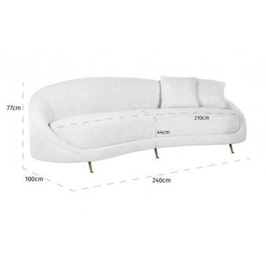 Sofa Bourbon z 2 poduszkami White / S5122 WHITE BOUCLÉ