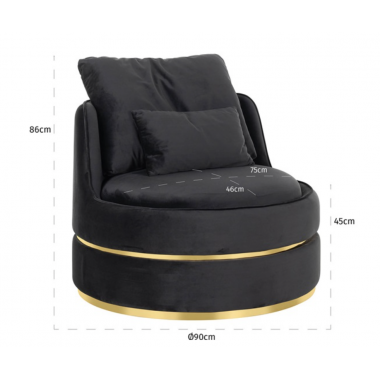 Fotel tapicerowany KYLIE antracyt velvet 90cm / S4491 ANTRACIET VELVET