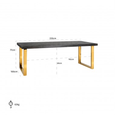 Stół do jadalni Blackbone gold 220cm / 7439