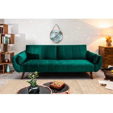 Invicta Sofa Divani II rozkładana szmaragdowozielony aksamit 215cm / 40089