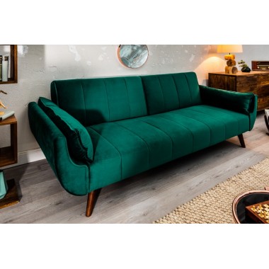 Invicta Sofa Divani II rozkładana szmaragdowozielony aksamit 215cm / 40089