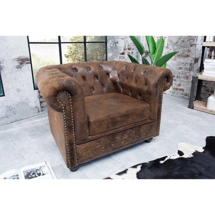 Chesterfield Fotel w kolorze antycznego brązu / 17383