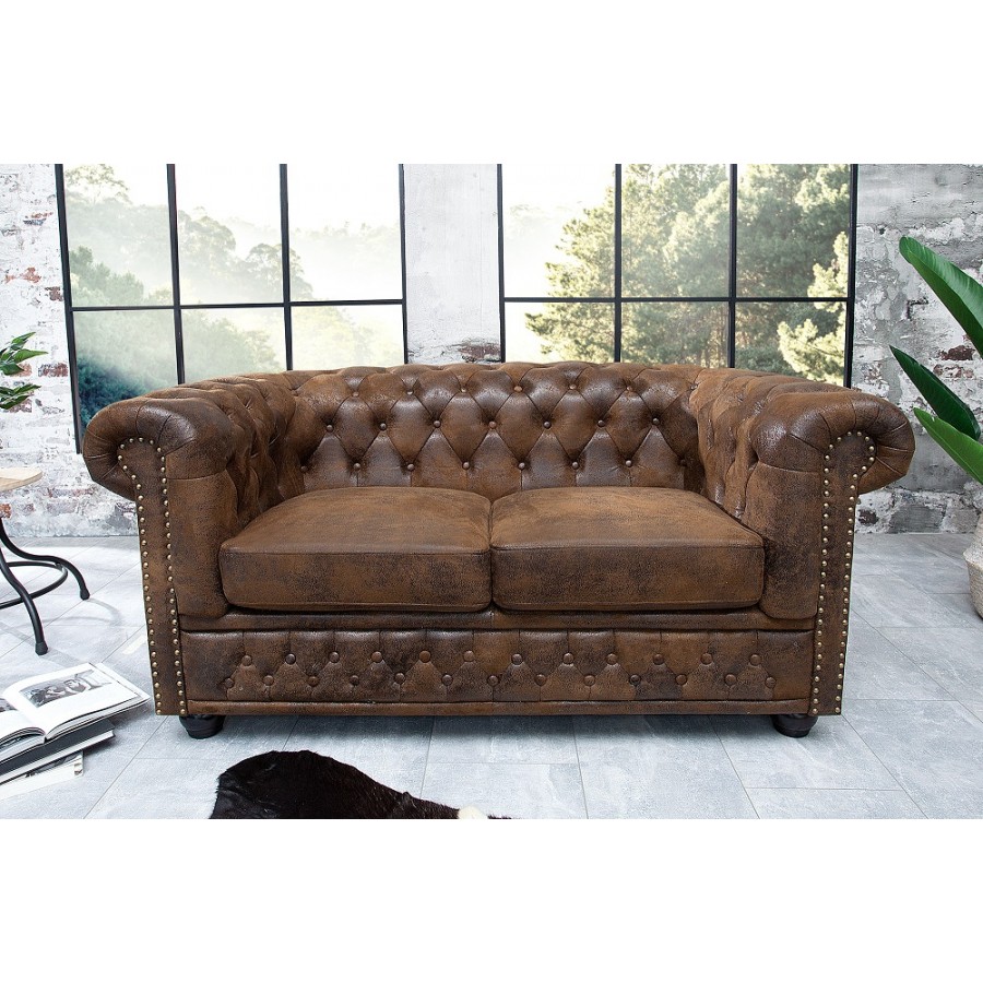 Invicta CHESTERFIELD Sofa 2 osobowa antyczny brąz 150 x 73 x 85cm / 17109
