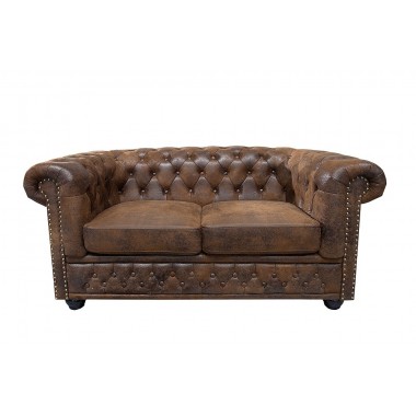 Sofa CHESTERFIELD 2 osobowa brązowy antyczny wygląd / 17109