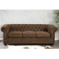 Invicta CHESTERFIELD Sofa 3 osobowa antyczny brąz mikrofibra 205 x 75 x 85cm / 17382