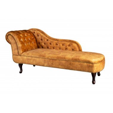 Invicta CHESTERFIELD Szezlong musztardowo żółty aksamit 170 x 79 x 61cm / 41252