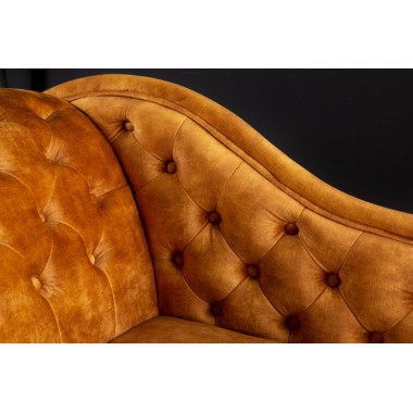Invicta CHESTERFIELD Szezlong musztardowo żółty aksamit 170 x 79 x 61cm / 41252