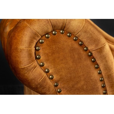 Invicta CHESTERFIELD Szezlong musztardowo żółty aksamit 170 x 79 x 61cm / 41252