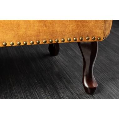 Invicta CHESTERFIELD Szezlong musztardowo żółty aksamit 170 x 79 x 61cm / 41252