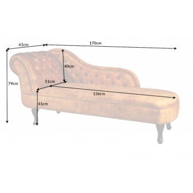 Invicta CHESTERFIELD Szezlong musztardowo żółty aksamit 170 x 79 x 61cm / 41252