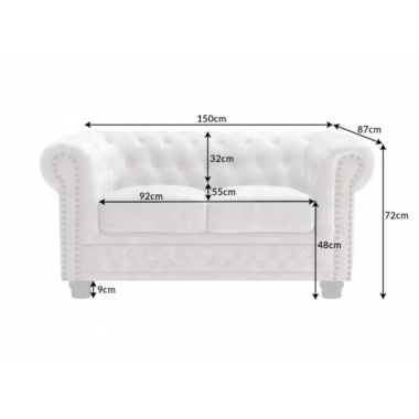 Invicta Sofa 2 osobowa Chesterfield szampański aksamit 150cm / 42311