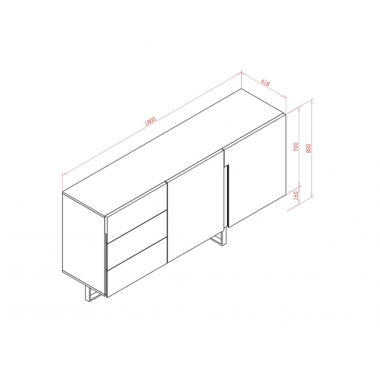 Livin Komoda Hudson MDF wysoki piaskowy połysk 180cm / H01