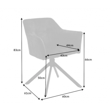 Invicta Krzesło tapicerowane LOFT obrotowe 180° aksamit ciemnoszary 60cm / 42390