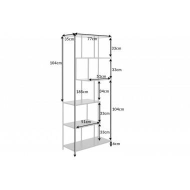 Invicta Regał SLIM LINE jesion czarny 185x77cm / 42021