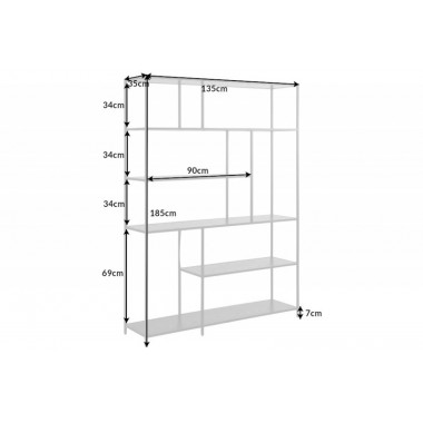 Invicta Regał SLIM LINE jesion czarny 185x135cm / 42025