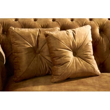Invicta CHESTERFIELD PARIS Sofa musztardowo żółty aksamit 225 x 80 x 95cm / 41249
