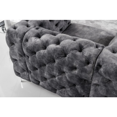 Invicta MODERN BAROCK Fotel ciemnoszary aksamit 120 x 70 x 100cm / 6541297