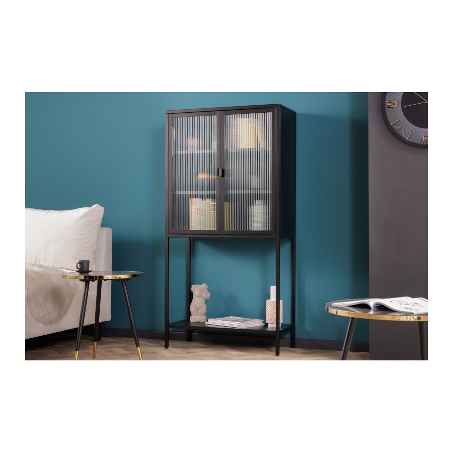 Invicta Witryna Dura Steel metal czarny żebrowane szkło 80cm / 41725 Invicta Witryna Dura Steel metal czarny żebrowane szkło 80cm / 41725