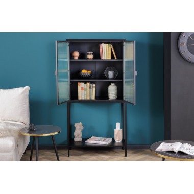 Invicta Witryna Dura Steel metal czarny żebrowane szkło 80cm / 41725