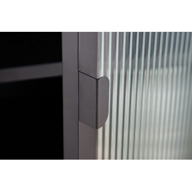 Invicta Witryna Dura Steel metal czarny żebrowane szkło 80cm / 41725