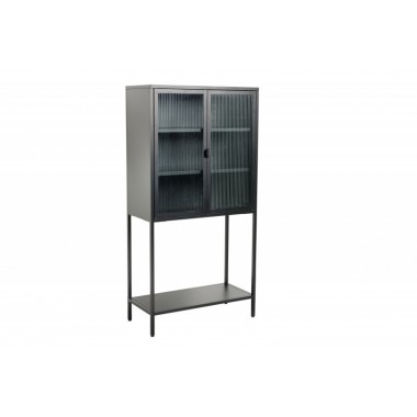 Invicta Witryna Dura Steel metal czarny żebrowane szkło 80cm / 41725