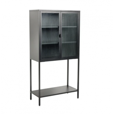 Invicta Witryna Dura Steel metal czarny żebrowane szkło 80cm / 41725