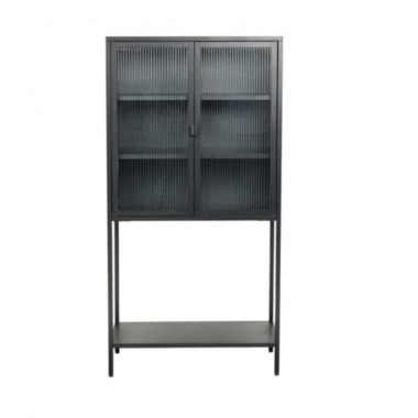 Invicta Witryna Dura Steel metal czarny żebrowane szkło 80cm / 41725