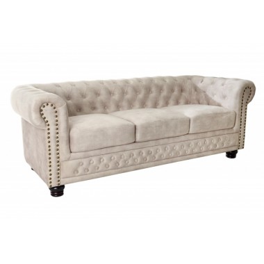 Invicta Sofa 3 osobowa Chesterfield szampański aksamit 200cm / 42310