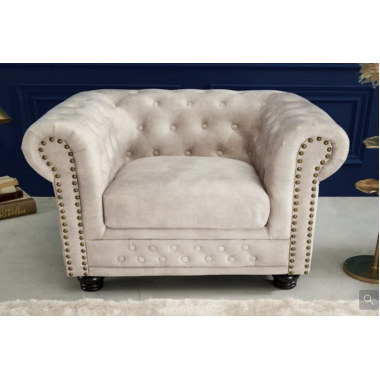 Invicta CHESTERFIELD Fotel szampański aksamit 110 x 70 x 86cm / 42312