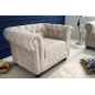 Invicta CHESTERFIELD Fotel szampański aksamit 110 x 70 x 86cm / 42312 Invicta CHESTERFIELD Fotel szampański aksamit 110 x 70 x 86cm / 42312
