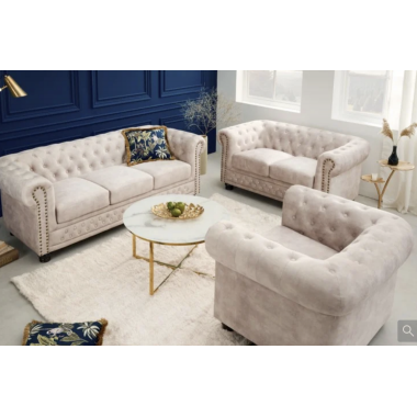 Invicta CHESTERFIELD Fotel szampański aksamit 110 x 70 x 86cm / 42312