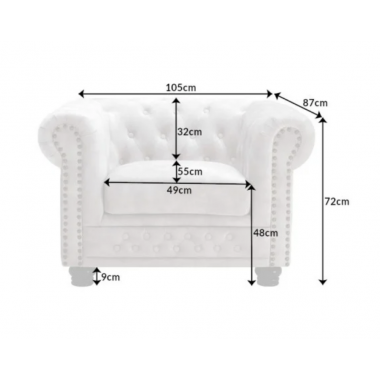 Invicta CHESTERFIELD Fotel szampański aksamit 110 x 70 x 86cm / 42312
