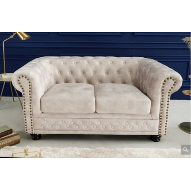 Invicta Sofa 2 osobowa Chesterfield szampański aksamit 150cm / 42311