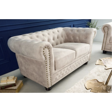 Invicta Sofa 2 osobowa Chesterfield szampański aksamit 150cm / 42311