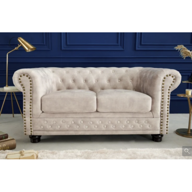 Invicta Sofa 2 osobowa Chesterfield szampański aksamit 150cm / 42311