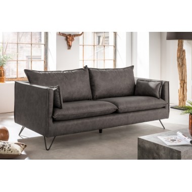 Invicta Sofa ROCCO 3 osobowa szara retro 194cm / 41449