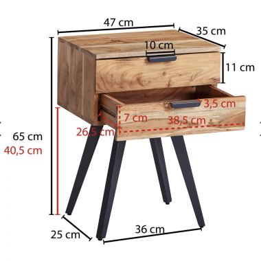 Wohnling Szafka nocna lite drewno akacja 47cm / WL6.156