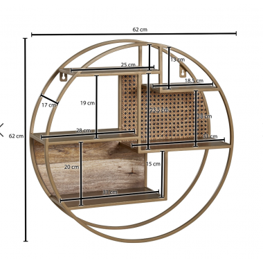 Wohnling WOHNLING Półka ścienna drewniana metalowa 62cm / WL6.476