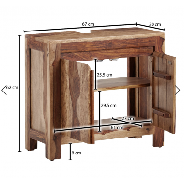WOHNLING Szafka podumywalkowa lite drewno sheesham 67x62x30cm / WL6.650