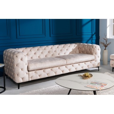 Invicta Sofa Modern Barock 3er szampański aksamit 235cm / 42641