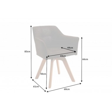 Invicta Krzesło tapicerowane LOFT obrotowe 180° antyczny brąz 60cm / 42389