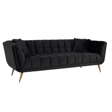 Sofa tapicerowana HUXLEY antracytowy aksamit szczotkowane złoto 230cm / S5126 ANTRACIET VELVET