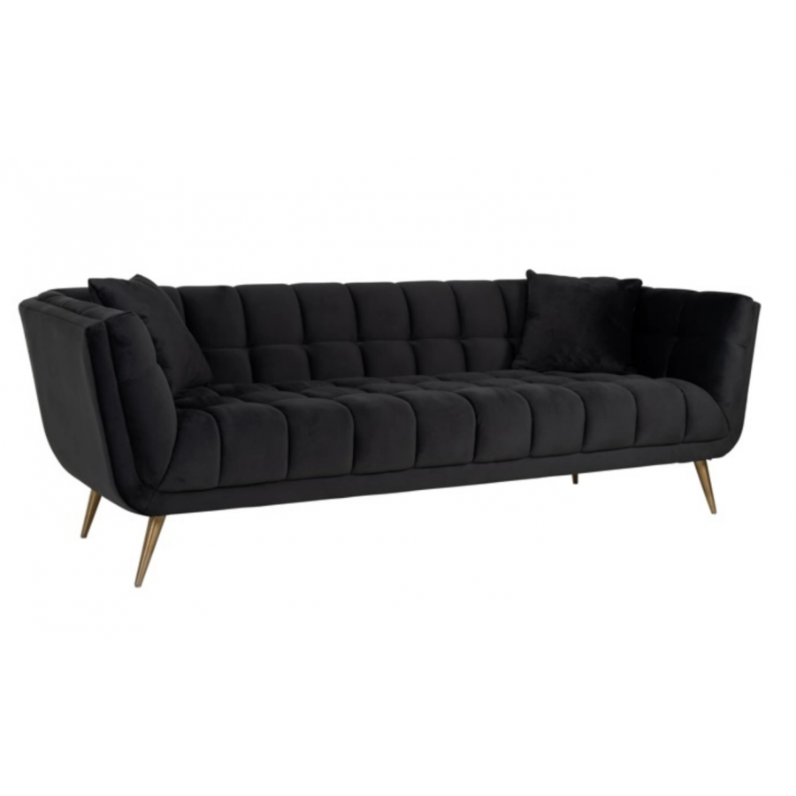 Sofa tapicerowana HUXLEY antracytowy aksamit szczotkowane złoto 230cm / S5126 ANTRACIET VELVET