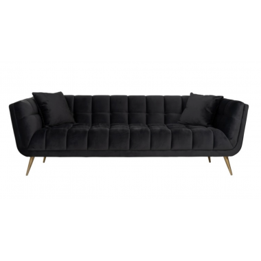 Sofa tapicerowana HUXLEY antracytowy aksamit szczotkowane złoto 230cm / S5126 ANTRACIET VELVET