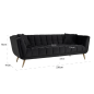 Sofa tapicerowana HUXLEY antracytowy aksamit szczotkowane złoto 230cm / S5126 ANTRACIET VELVET