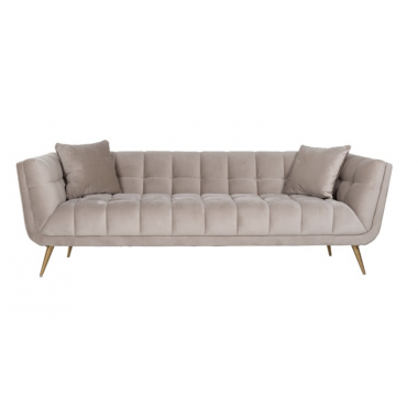 Sofa tapicerowana HUXLEY khaki aksamit szczotkowane złoto 230cm / S5126 KHAKI VELVET