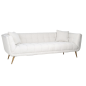 Sofa tapicerowana HUXLEY biały bouclé szczotkowane złoto 230cm / S5126 WHITE BOUCLÉ