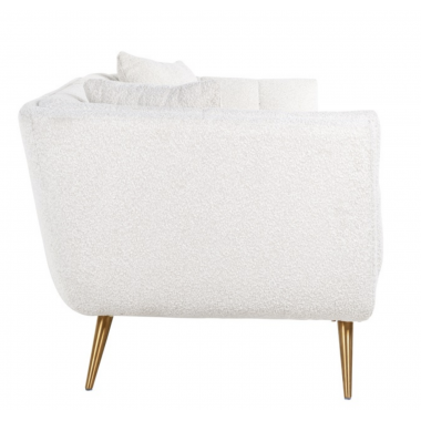 Sofa tapicerowana HUXLEY biały bouclé szczotkowane złoto 230cm / S5126 WHITE BOUCLÉ