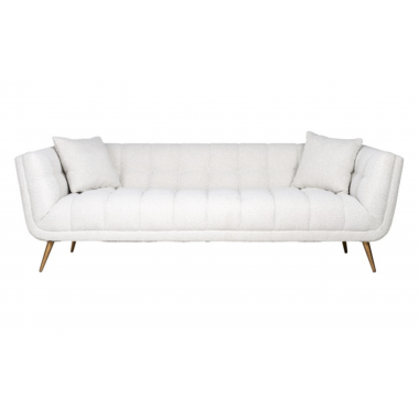 Sofa tapicerowana HUXLEY biały bouclé szczotkowane złoto 230cm / S5126 WHITE BOUCLÉ