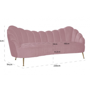 Sofa tapicerowana MUSZLA COSETTE Pink Velvet 230cm / S5120